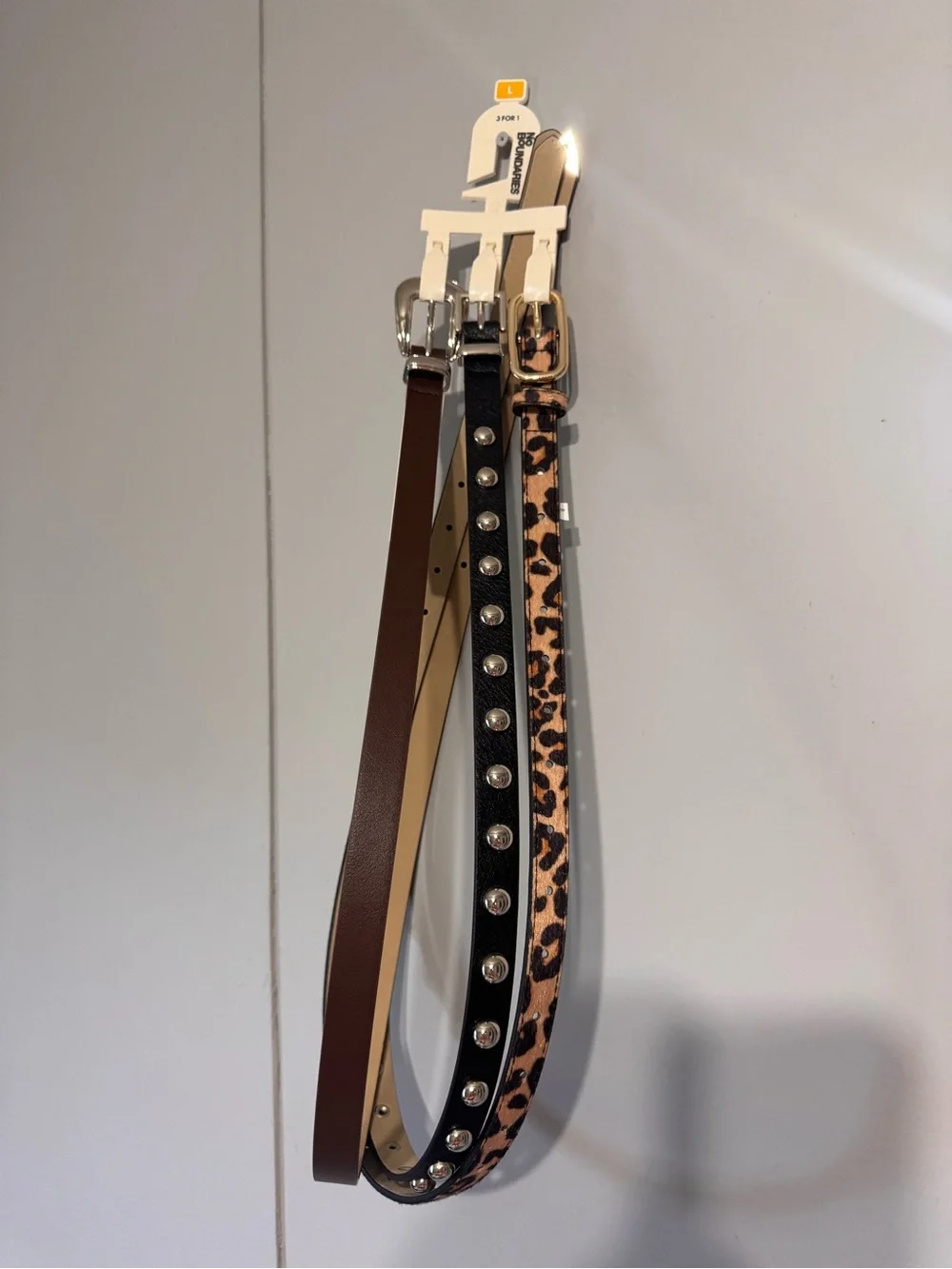 No Boundaries Women’s Belt Set - Brown, Black, Leopard